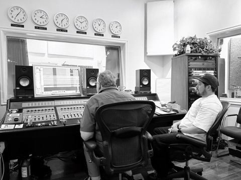 Recording session at the mixing console